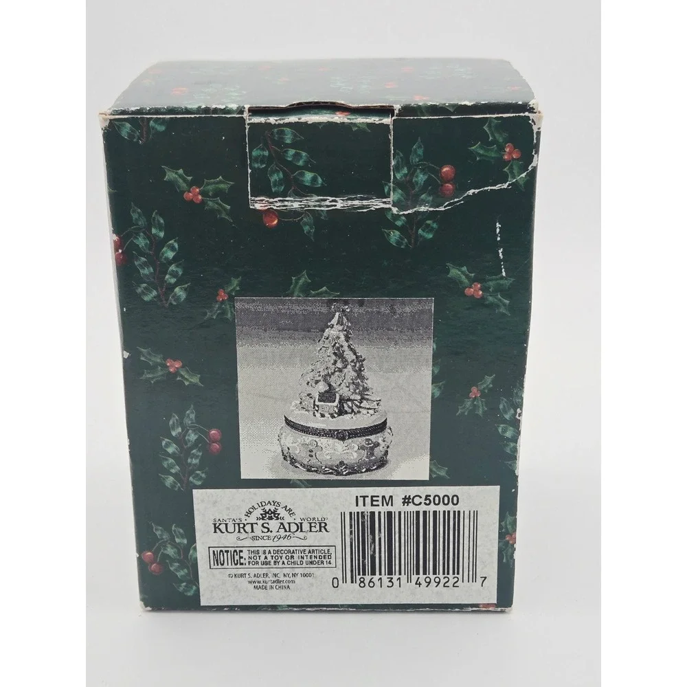 Kurt S Adler Christmas Tree Gingerbread Trinket Box C5000 Teal Holiday Decor